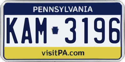 PA license plate KAM3196
