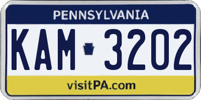 PA license plate KAM3202
