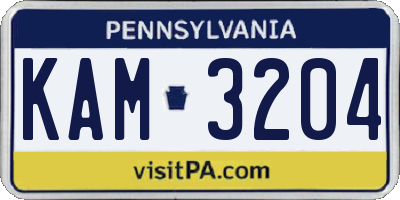 PA license plate KAM3204