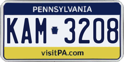 PA license plate KAM3208