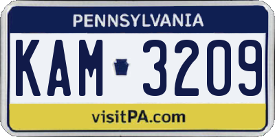 PA license plate KAM3209