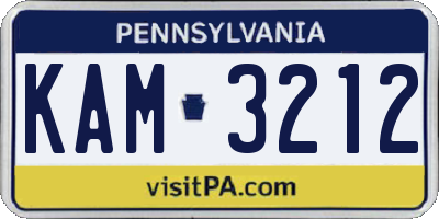 PA license plate KAM3212