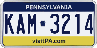 PA license plate KAM3214