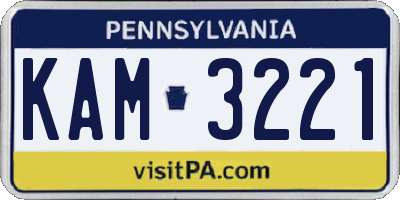 PA license plate KAM3221