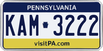 PA license plate KAM3222
