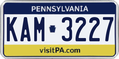 PA license plate KAM3227