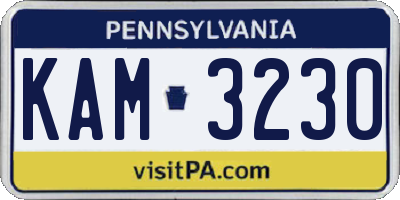 PA license plate KAM3230