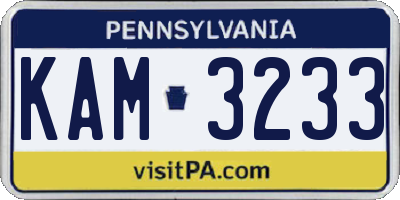 PA license plate KAM3233