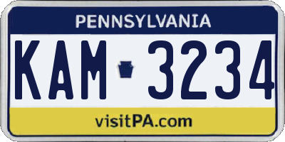 PA license plate KAM3234