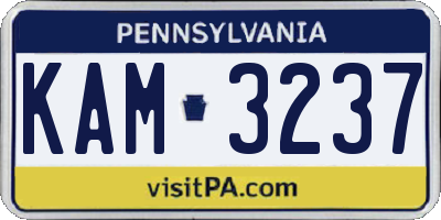 PA license plate KAM3237