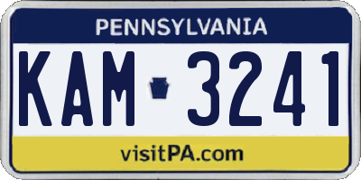 PA license plate KAM3241