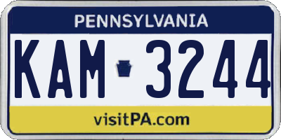 PA license plate KAM3244