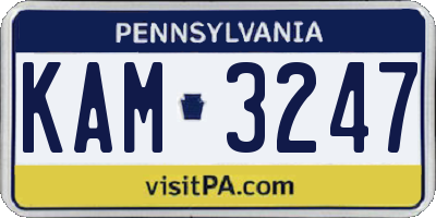 PA license plate KAM3247