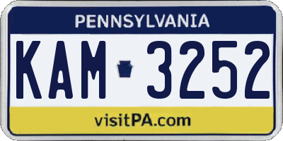 PA license plate KAM3252