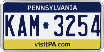 PA license plate KAM3254