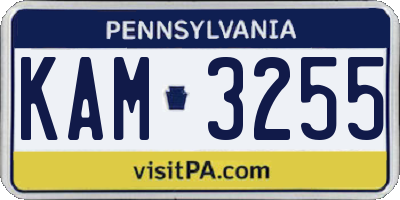 PA license plate KAM3255