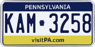 PA license plate KAM3258