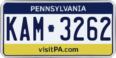 PA license plate KAM3262