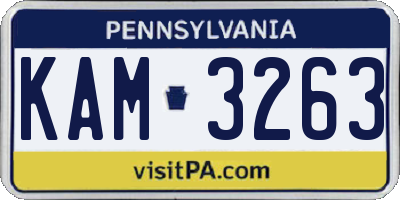 PA license plate KAM3263