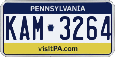 PA license plate KAM3264