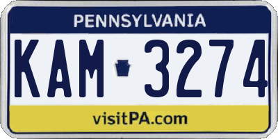 PA license plate KAM3274