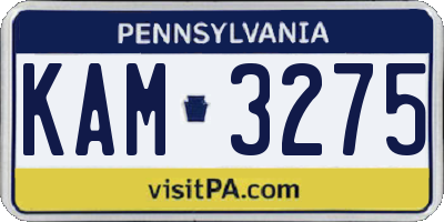 PA license plate KAM3275
