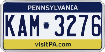 PA license plate KAM3276