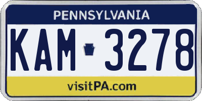PA license plate KAM3278