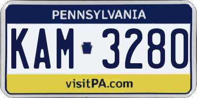 PA license plate KAM3280