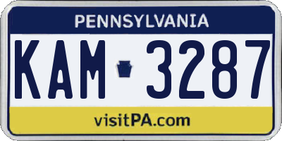 PA license plate KAM3287
