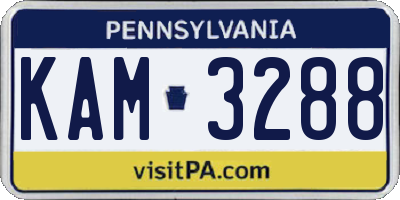 PA license plate KAM3288