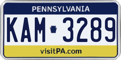 PA license plate KAM3289