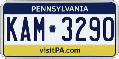 PA license plate KAM3290