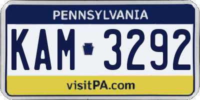 PA license plate KAM3292