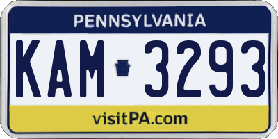PA license plate KAM3293