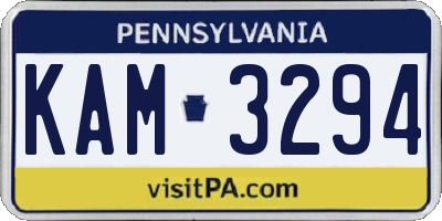 PA license plate KAM3294