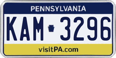 PA license plate KAM3296