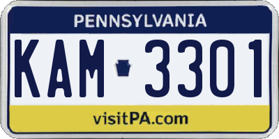 PA license plate KAM3301
