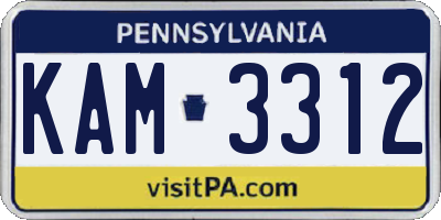 PA license plate KAM3312
