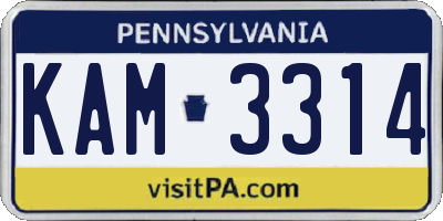 PA license plate KAM3314