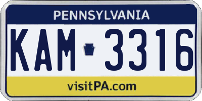 PA license plate KAM3316