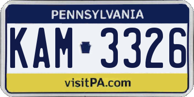 PA license plate KAM3326