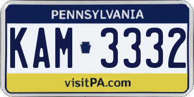PA license plate KAM3332