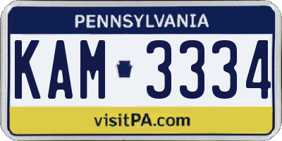 PA license plate KAM3334