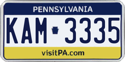 PA license plate KAM3335