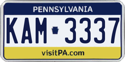PA license plate KAM3337