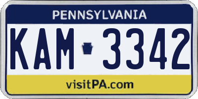PA license plate KAM3342
