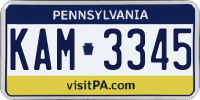 PA license plate KAM3345