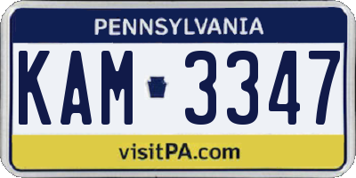 PA license plate KAM3347