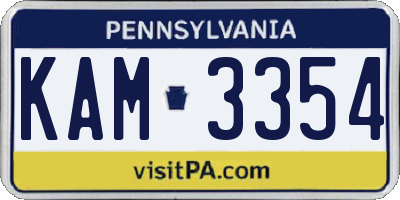 PA license plate KAM3354